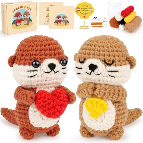 Crochet Kit For Beginners Crochet Animal Kit Complete Sloth Crochet With Step-by-Step Video Tutorials Learn To Crochet Starter Kit Animal Set Beginners Crochet Kit Big Hugs for Love (Otter Love)