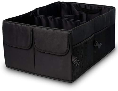 Generico Organizer Bagagliaio Auto Pieghevole – Box Portaoggetti Capiente con Tasche Elastiche – Contenitore Portatile per Casa Spesa Viaggi e Accessori Auto
