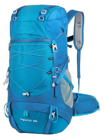 AYWTIUN Outdoor-Rucksack 50L Wanderrucksack mit Regenschutz Multifunktionale Bergsteigertasche Outdoor-Rucksack for Reisen Trekking Camping(Blue)
