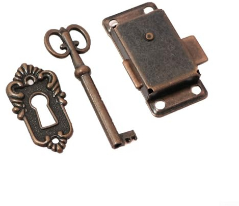 Cerradura de puerta de aleación de zinc para muebles de madera, cerradura de gabinete antigua con llave, cerradura de cajón vintage, caja pequeña con acabado de bronce y cerradura de pecho de joyería