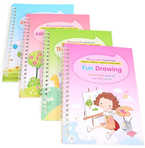 Toddmomy Cahier D'exercices de Calligraphie pour Apprentissage Facile et Amusant pour Garçon et Filles Design en Rainure, Papier et Stylo Inclus
