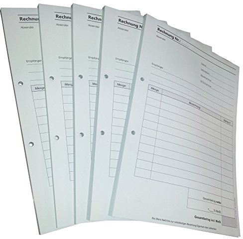 1x Rechnungsblock Block Rechnung DIN A4, 3-fach selbstdurchschreibend, 3x30 Blatt weiß/gelb/grün - gelocht (22515)