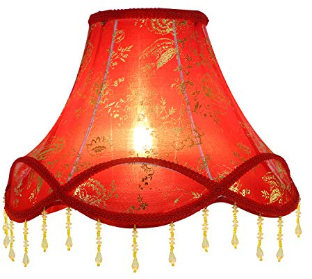 Eastlion 11.8 E27/E14 Abat-jour Lampe de Table Fait Main en Tissu,12x30x23cm Rouge