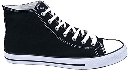 Divadames Womens Canvas Pumps Ladies Lace Up Sneakers Trainers Shoes Size (Black, Numeric_6)