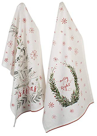 DII Christmas Kitchen Towel Set, Floral Tea Towels for Baking, Cleaning, Entertainment & Cooking, 18x28, Noel, 2 Piece