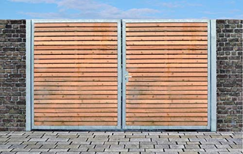 SRM Design Einfahrtstor Qs Tor Holztor Gartentor Hoftor Verzinkt mit Pfosten & Holzfüllung 2-flügelig 500cm x 160cm