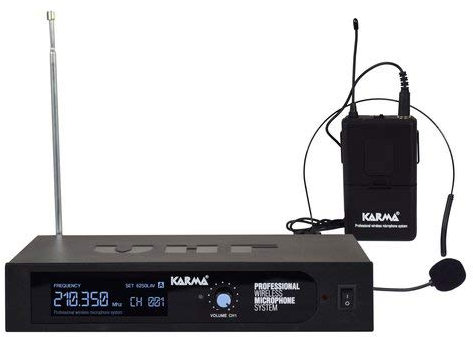 Radiomicrofono VHF con regolatore di volume e presa in uscita sia bilanciata che sbilanciata. Il display mostra la frequenza operativa. Ampio raggio d’azione. In dotazione è fornito il trasformatore n