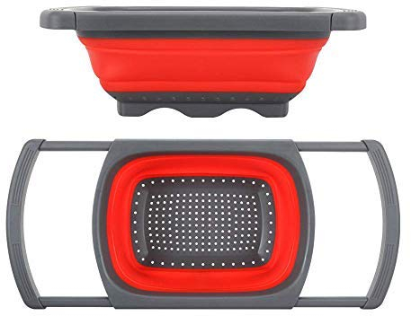 Xrten Juego de Colador Plegable, Escurridor Silicona Plegable Cocina para Escurrir Pasta de Frutas y Verduras
