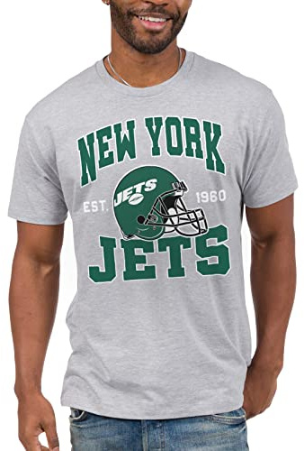 Junk Food NFL - New York Jets - Team Helmet - Officially Licensed Adult Short Sleeve Fan Tee for Men and Women