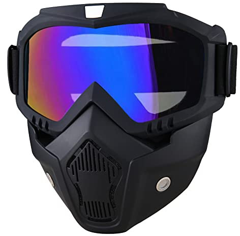 BROYEUR Maschera da Paintball Anti-appannamento, Maschera tattica integrale per sci, rimovibile, regolabile, protezione viso per moto (colorato)