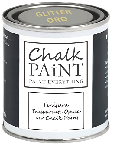Chalk PAiNT PAINT EVERYTHING Finition Transparente PAILLETÉE OR 250 ml - Rendez votre travail étincelant - Extra Résistante spécifique pour la peinture à la craie et les surfaces poreuses en général