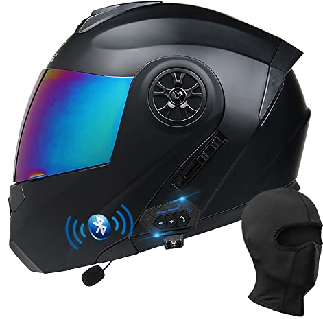 BYGMWEP Klapphelm mit Bluetooth, Integriert Motorradhelm, ECE Zertifiziert Integralhelm mit Doppelvisier, mit Eingebautem Mikrofon für Automatische Reaktion, für Erwachsene Frauen Männer
