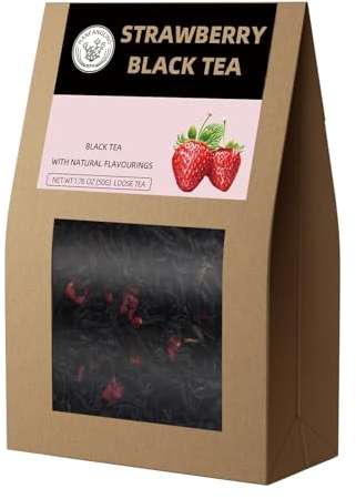 HANFANGLING Strawberry Black Tea, 100% Natural Loose Leaf, Promote Metabolism, Maintain Healthy Skin, Blend Of Strawberry Fruit Flavor And Black Tea Aroma