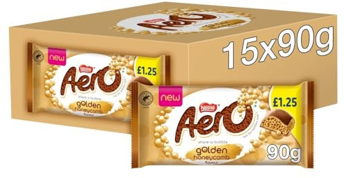 Aero Barretta di cioccolato a nido d'ape dorata da 90 g x 15 barrette