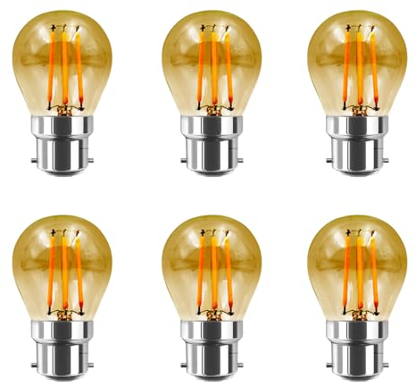 HUAMu Bajonettsockel B22 LED Filament, nicht dimmbar, 4 W, G45/P45, LED-Leuchtmittel, Kugelform, Warmweiß 2700 K, 380 lm, entspricht 40 W, Bernsteinfarben, Edison-Glühbirne