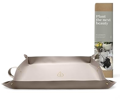Livlig53 Pflanzmatte, robuste Umtopfmatte in Lederoptik, Wasserabweisende Arbeitsunterlage, Gärtner Unterlage, 70x45 cm, Beige