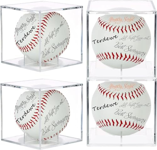 4 Pack Baseball Display Case,Baseball Box ,UV Protected Acrylic Square Baseball Holder, - for Official Size Ball