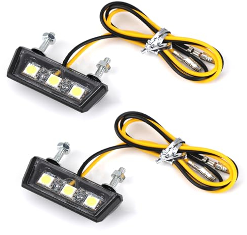 Joynine Universal LED Motorrad-Kennzeichenbeleuchtung | 12V | Kennzeichenbeleuchtung | Motorrad-Rücklicht mit 3 superhellen LEDs | Wasserdicht | für alle Motorrad- und Quad-Modelle