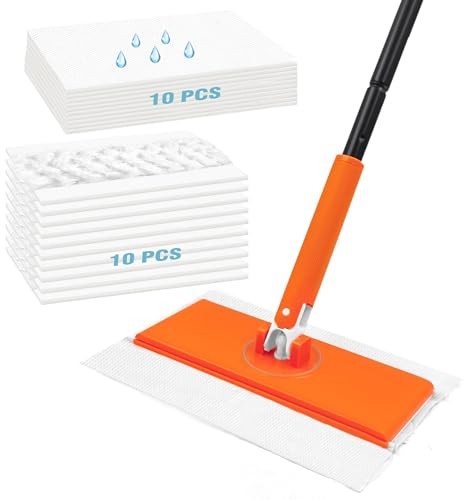 JEHONN Mopa de Limieza Suelos para Swiffer, Trapeador Limpiar Azulejos y Paredes, 10 Paños Barrer En Seco, 10 Recambios Fregona Húmeda para Cocina Pared Ventana