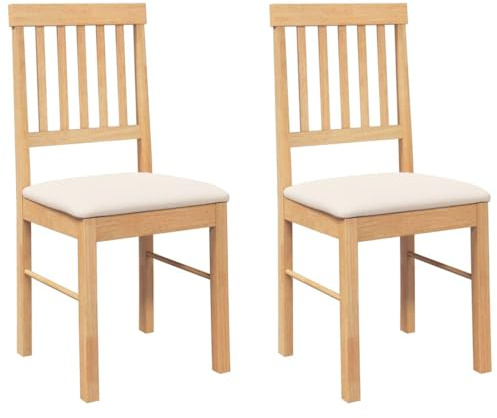 vidaXL Sedie da Pranzo con Cuscini 2 pz in Legno Massello di Hevea, sedia da pranzo, sedia da cucina, sedile da pranzo, sedia, sedia da soggiorno