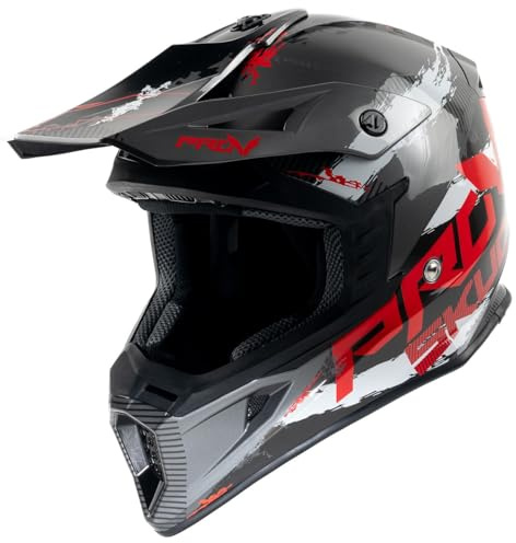 MOTOBLOUZ SKUD STO Casque de motocross | Homologué ECE 22.06 | Pinlock Inclus | Red/Black | Casque scooter
