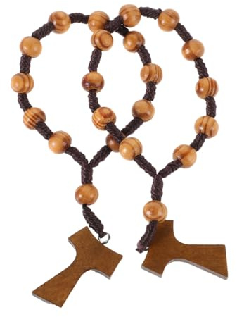BESPORTBLE Bracciale Rosario in Legno Fatto A Mano, 2 Pezzi: Perline in Legno Naturale Con Decoro Annodato - Ornamento Da Polso Per La Preghiera - Braccialetto Da Indossare Ogni
