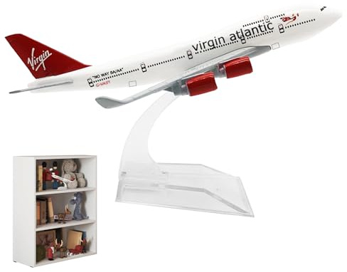 1:400 Scale Diecast Planes Plane Model Collection Virgin Atlantic 747 with Stands, Alloy Metal Model Airplane for Display, Display Aircraft Model Planes for Collectible Aviation Enthusiast Gift