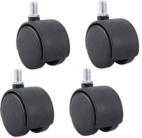 DLAZUM Ruote girevoli a Doppia Ruota da 41 mm, Ruote di Ricambio per mobili, Piccole Ruote in Nylon, Accessori per sedie girevoli, capacità di carico 55 kg, Stelo filettato M8x1,Universal