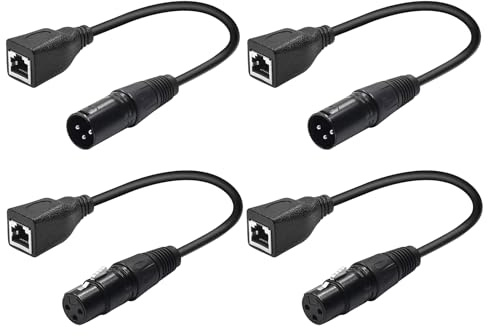 YWBL-WH Câble Adaptateur XLR 3 Broches RJ45, Convertisseur Ethernet DMX de Haute qualité pour éclairage de Scène, Paquet de 2 avec Installation Plug and Play Facile (YWBL-WHdy4wae530v-L6422-4)