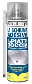 FERROELETTRA Schiuma adesiva poliuretanica per piatti doccia SARATOGA, montaggio su massetto, espansione controllata, presa iniziale elevata, impermeabile, verniciabile, 500 ml (1)