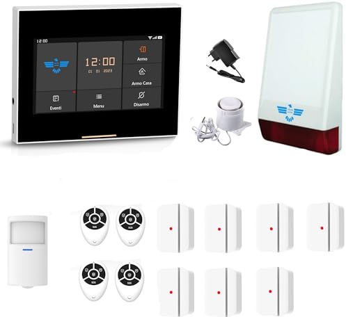 ITALIAN ALARM – Allarme Casa Senza Fili GSM, Antifurto Casa Wireless per Porte e Finestre, Kit Allarme con Sirena esterna, Gestione da APP WiFi e supporta SIM 4G. Già configurato e Assistenza Italia