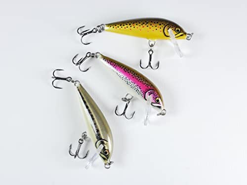 Rapala - CD05 Artistic Set of 3 Trout Fishing Lures - Balsa Construction - Sinking Freshwater Fishing - Swim Depth 0.9-1.8 m - Size 5 cm / 5 g - Made in Estonia - Trout Colour