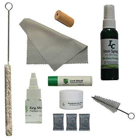 Deluxe Flute Care Kit, with Cleaning Swab, Polishing Cloth, Key Oil, Cork Grease, Key Polish, Head Cork, Mouthpiece Brush, Mouthpiece Cleaner, Anti-Tarnish Packets