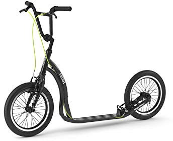 Yedoo Friday Tretroller - bis 150 kg, mit Luftreifen 16/16 - Kickscooter für Erwachsene mit verstellbaren Lenker, Cityroller aus Aluminiumlegierung, Gewicht 7 kg (Black)