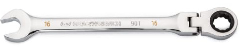 GEARWRENCH 16mm 4 Degree Swing Arch 12 Point Flex Head Ratcheting Combination Wrench - 86716