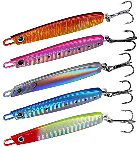 THKFISH Pilker 5 stück Köder Vertikaler Metallfisch Metallpilker für Dorsch Dorschangeln (Pilker 5 stück Köder, 15g)