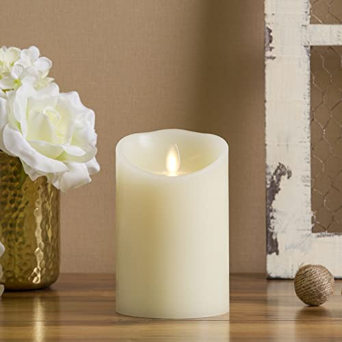 Luminara Flameless LED Battery Operated Ivory Pillar Candle, Flickering Realistic Moving Flame, 3 x 4.5 Luminous Real Wax Indoor Home Decor Pack of 1