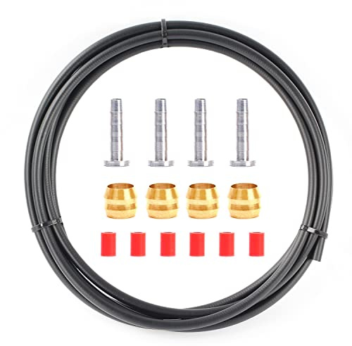 Replacement Bike Hydraulic Disc Brake Hose Line with Brass Olive and Barbed Fitting Kit Compatible with Shimano BH59, BH90, Deore, XTR, XT, AVID SRAM, 2.5m Length, Multiple Fitting options (for BH90)