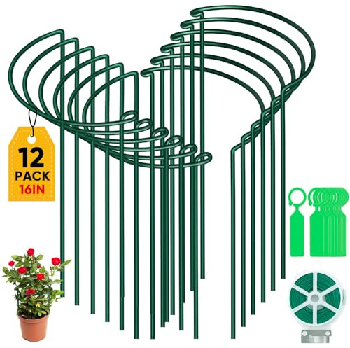 12 Pièces Tuteurs pour Plantes, 25x40cm Support Semi-Circulaire, Tuteur Pivoine, Tuteur Intérieur, Anneau de Support pour Hortensias, Pivoines, Vivaces, Légumes