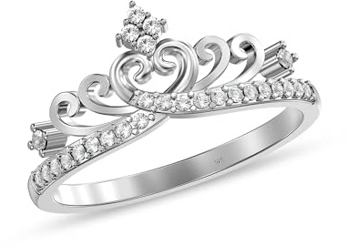 LeCalla Plata de ley 925 Premium-Kronenringe für Frauen | Leichter minimalistischer Bandring-Schmuck | Verflochtene Herzringe | Ehering | Verlobungsringe für Frauen, 7, Plata de ley, Circonita cúbica