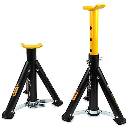 RocwooD Axle Stand 3 Tonne Ton Folable Folding Car Jack Heavy Duty Repairing Tool Garage Workshop Safety Steel Lift Lifting Pair Of Stands