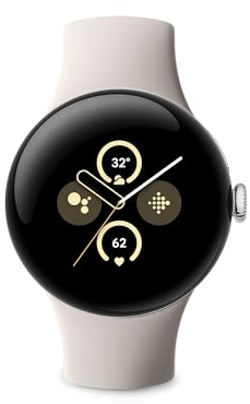 Google Pixel Watch 2 – Boîtier en Aluminium Argent Poli – Bracelet Sport Porcelaine – LTE