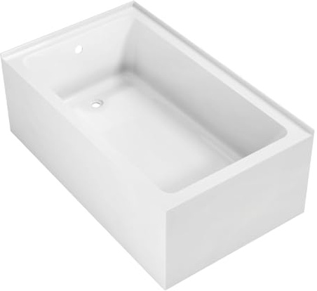 Aqua Eden VTAP6036L22TS 60-Inch Acrylic 2-Wall Corner Alcove Tub with Left Hand Drain, White