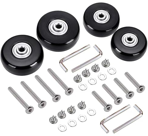 4pcs (60 * 18mm) Ersatz Rollen für Koffer Gummi Rollen Räder Ersatz Wheels Rad für Trolley Samsonite Hartschalenkoffer Rollen mit kugellager Ersatzteile Reparatur Set