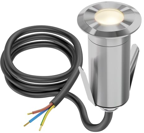 ledscom.de LED encastré de sol GLOX pour l'extérieur, IP67, aluminium, rond, 35mm Ø, blanc chaud, mat