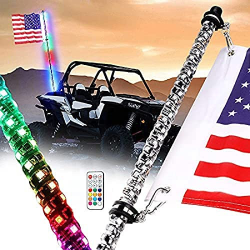 2 Pezzi 3FT Spirale RGB LED frusta Luce con Base inseguimento Luce RF Telecomando Illuminato fruste Antenna per Can ATV UTV RZR Polaris Dune Buggy Fuoristrada Camion