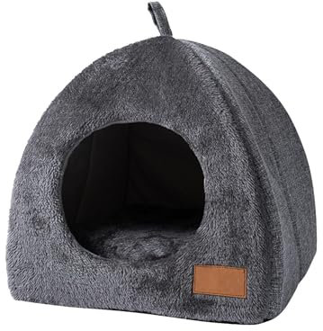 Grotte pour Chat Intérieur, Abri d'Hiver Chaud, Tente Respirante Lavable avec Coussin Amovible (L)