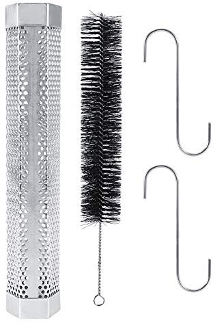 RYTTGOP Tube de fumée hexagonal à granulés, tube de fumage de 12 pouces pour gril à granulés, tube de fumée froide, tube de fumée avec 2 crochets en forme de S, 1 brosse de