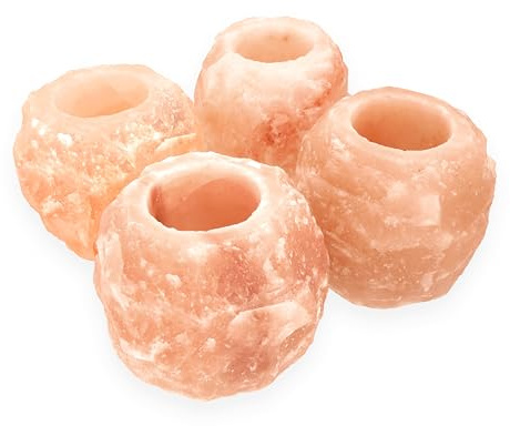 Livskälla plus uppsättning med 4 saltkristallvärmeljushållare | salt värmeljus stämningsljus 400 g | kristallsalt från Punjab/Pakistan nära Himalaya