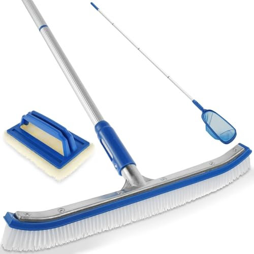 SLAHAJ Kit Limpieza Piscina Set de Limpieza para Piscina Kit de Limpieza de Piscinas Cepillo de Limpieza de Piscinas con Mango Largo Ajustable Cepillo de Limpieza Skimmer Herramientas para Piscinas